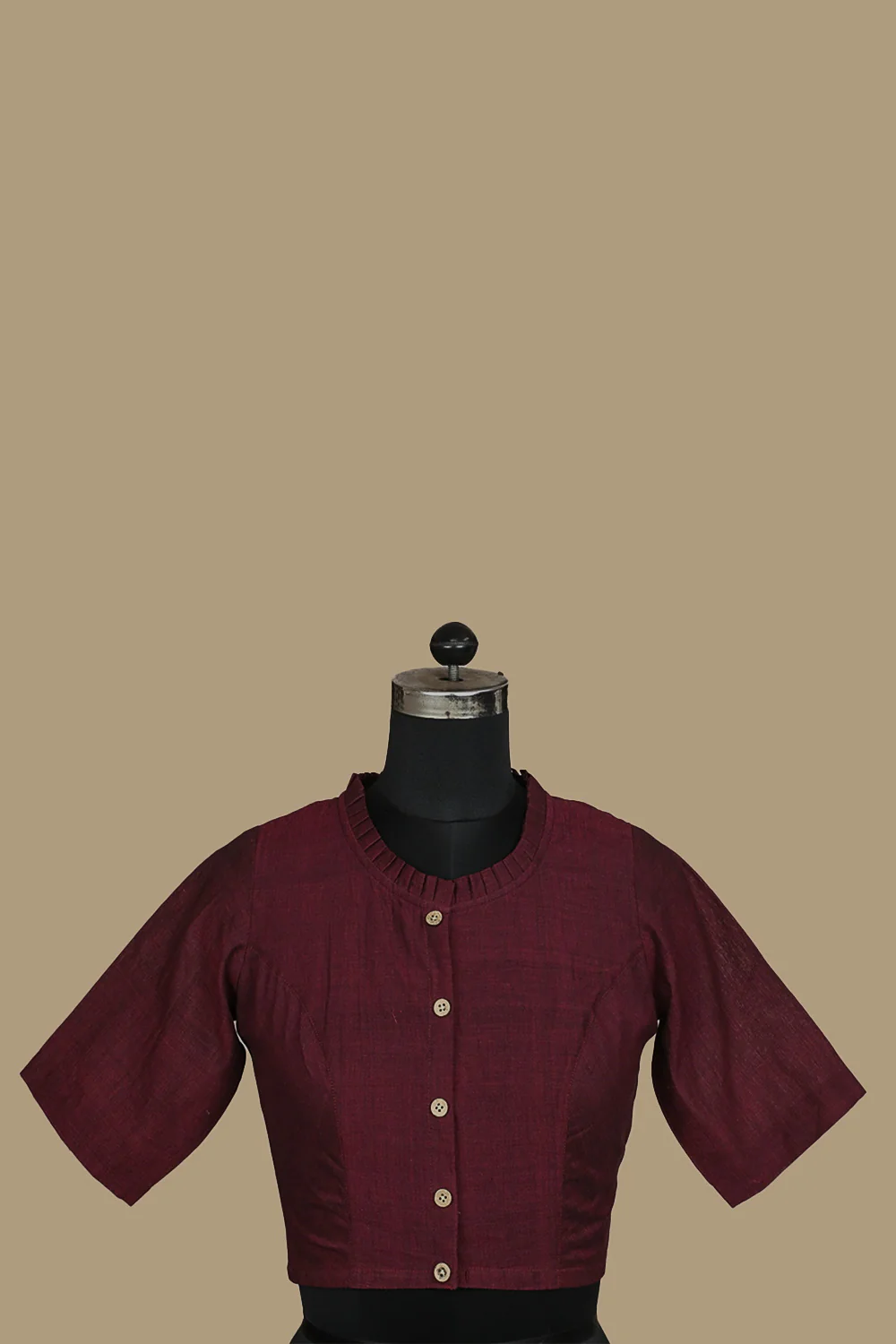 Dual Shaded Maroon Mangalagiri Blouse 38 - Image 2