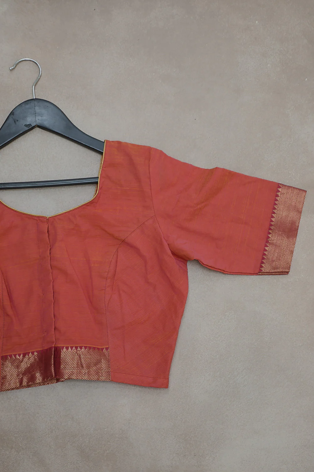Dual Shaded Orange Mangalagiri Stitched Blouse 36, 38, 40 & 42