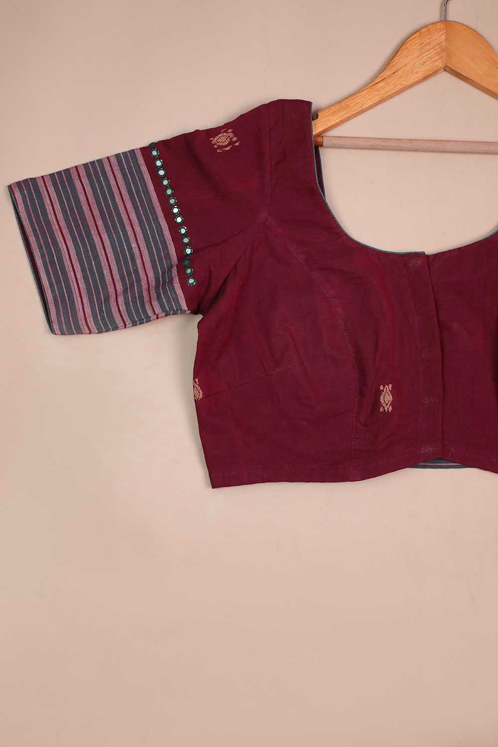 Deep Maroon with Mirror Work Stitched Blouse 34,36,38,40,42 - Image 2