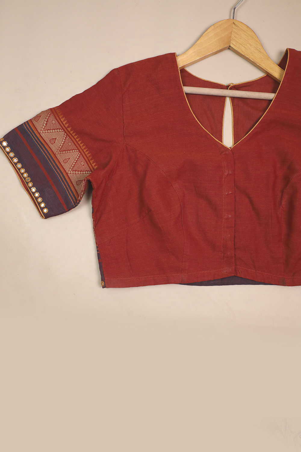 Rust Brown Mirror Work Stitched Blouse 36,38, 40, 42 - Image 2