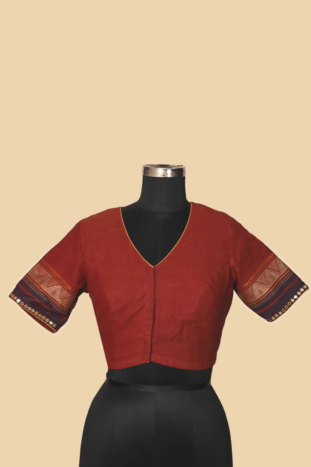 Rust Brown Mirror Work Stitched Blouse 36,38, 40, 42 - Image 4