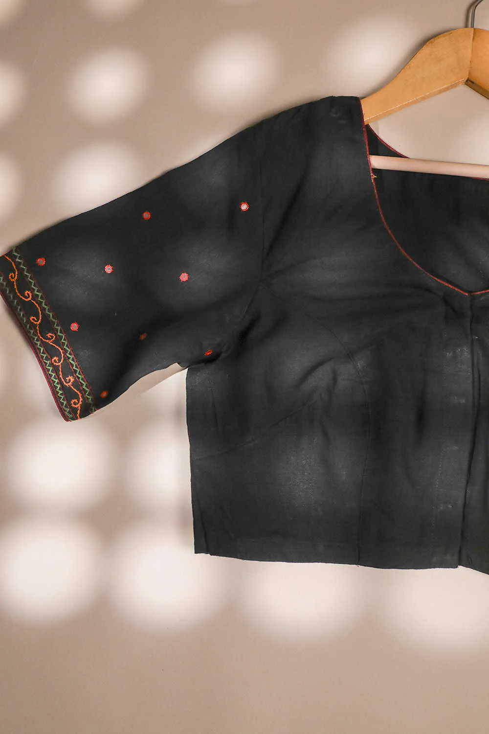 Aari Work Black Mangalagiri Stitched Blouse 34,36,38,40,42 - Image 2