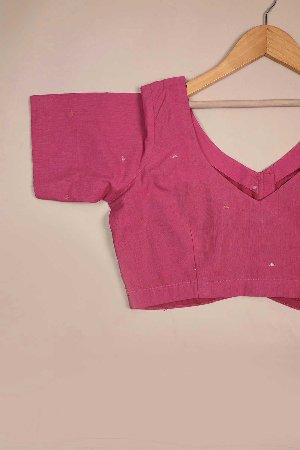 Pink Handwoven Zari Butta Stitched Blouse 38,40,42 - Image 2