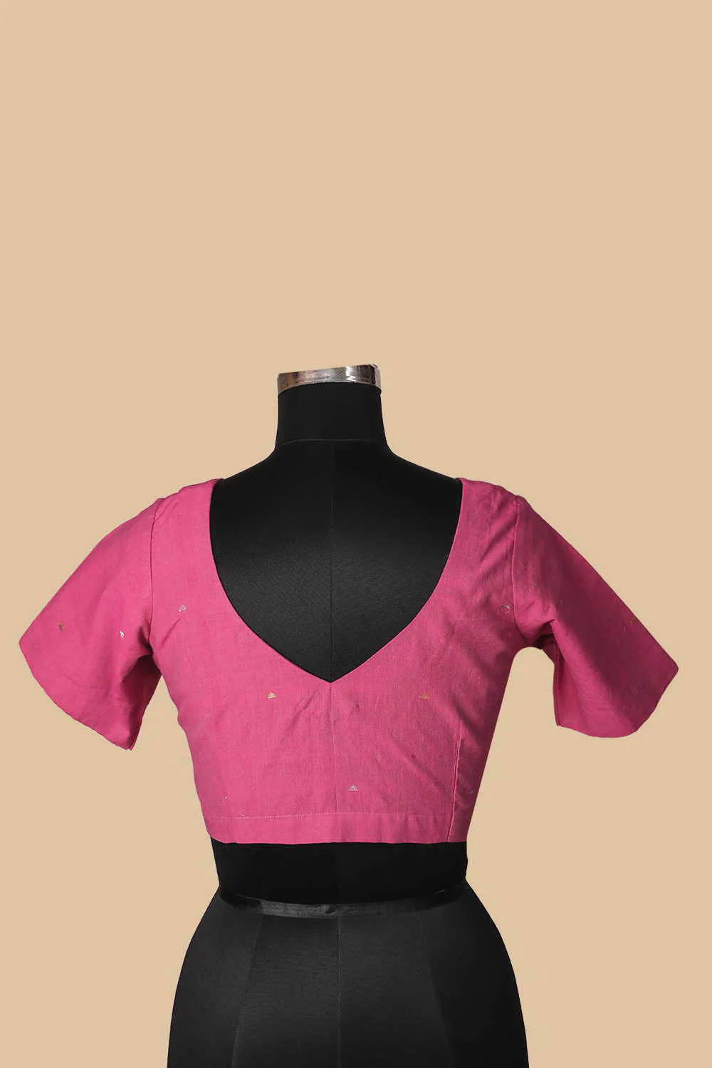 Pink Handwoven Zari Butta Stitched Blouse 38,40,42 - Image 4