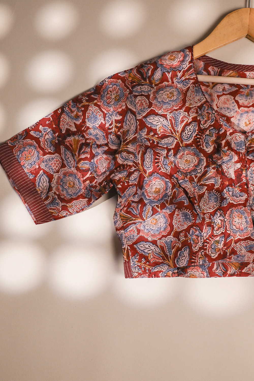 Printed Kalamkari with Close Neck Stitched Blouse 32,34,36,38,40,42 - Image 2