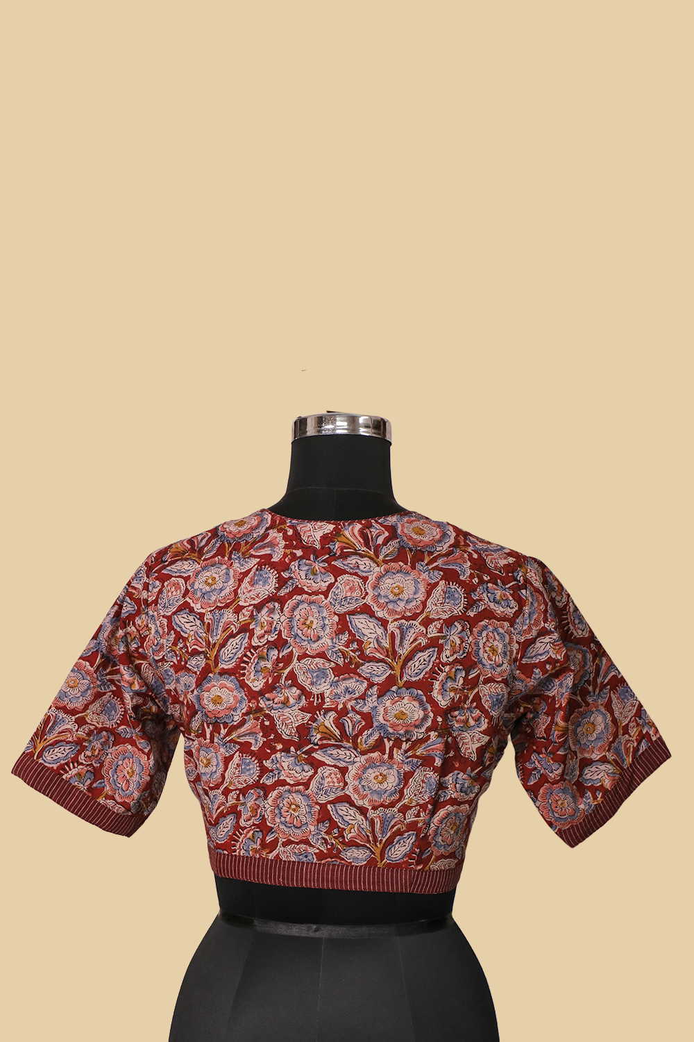 Printed Kalamkari with Close Neck Stitched Blouse 32,34,36,38,40,42 - Image 4