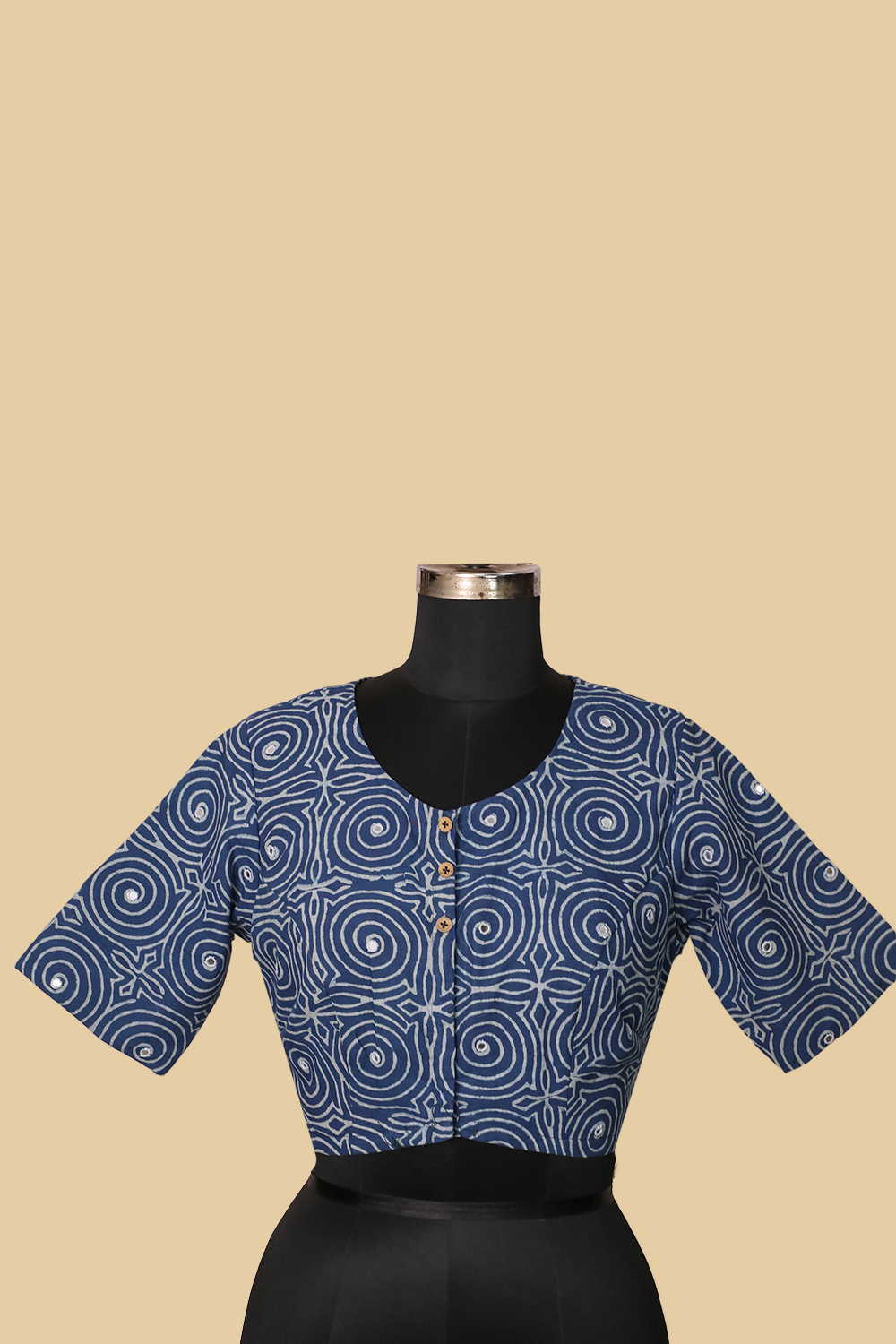 Indigo Mirror Work Stitched Blouse 32,34,36,38,40,42 - Image 3