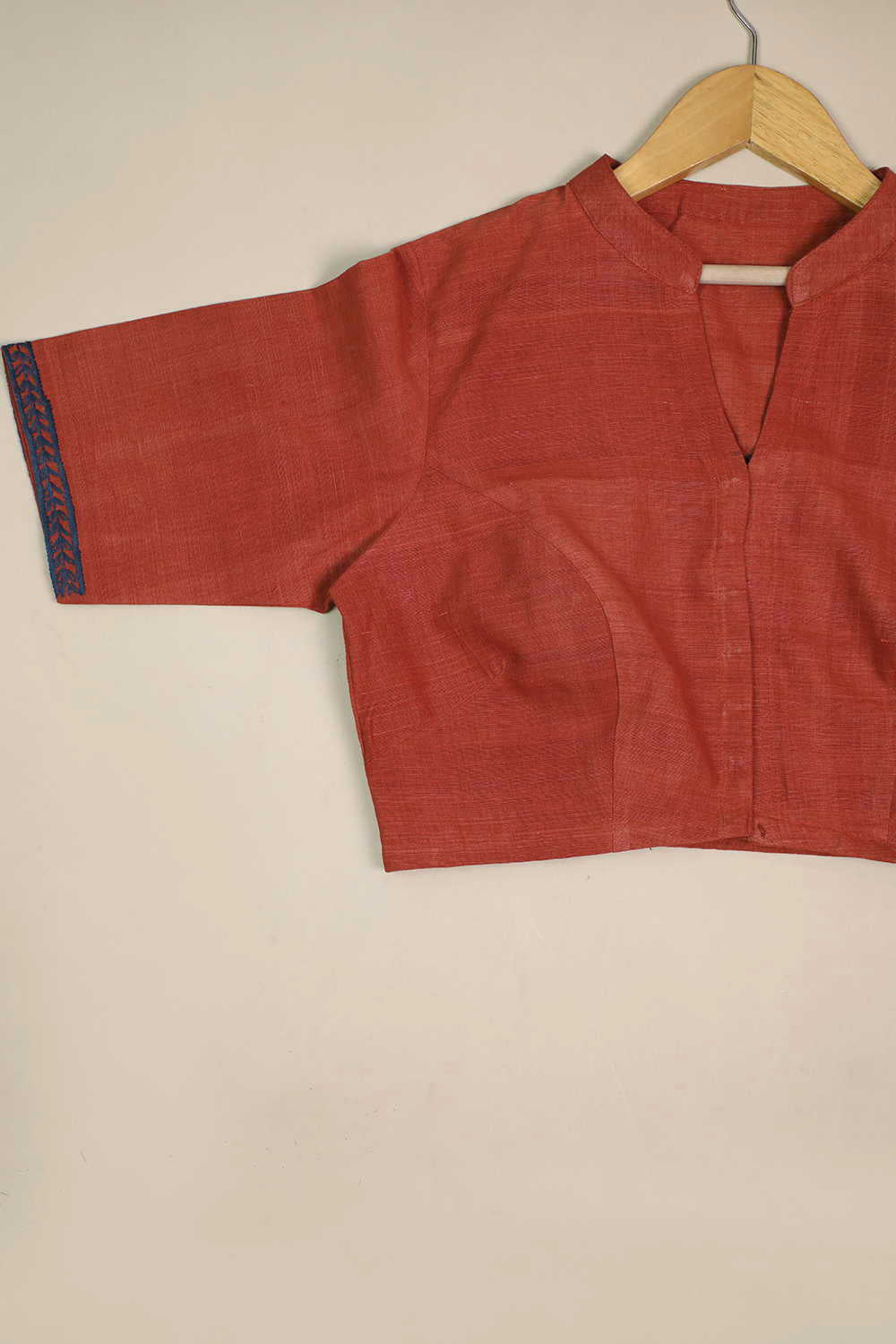 Rust Maroon Handspun Hand Embroidered Stitched Blouse 36,38,40,42 - Image 2