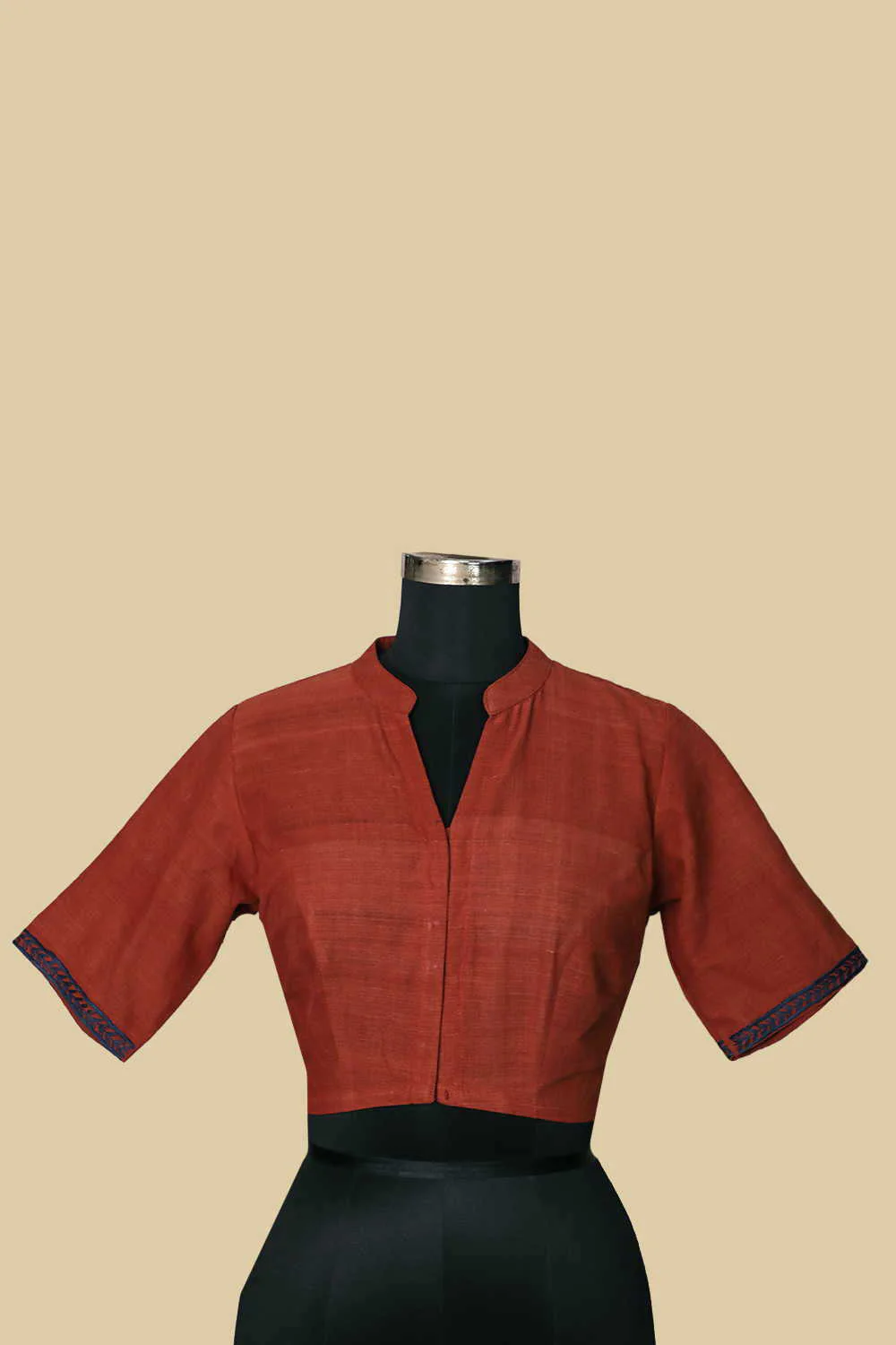 Rust Maroon Handspun Hand Embroidered Stitched Blouse 36,38,40,42 - Image 3