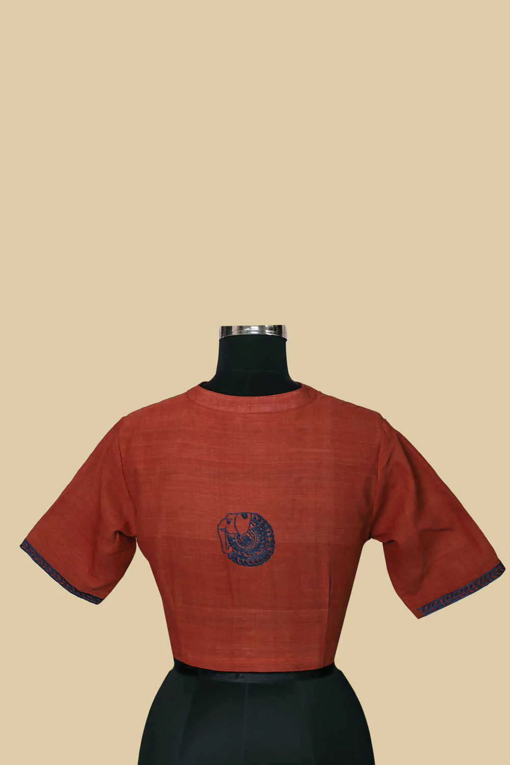 Rust Maroon Handspun Hand Embroidered Stitched Blouse 36,38,40,42 - Image 4