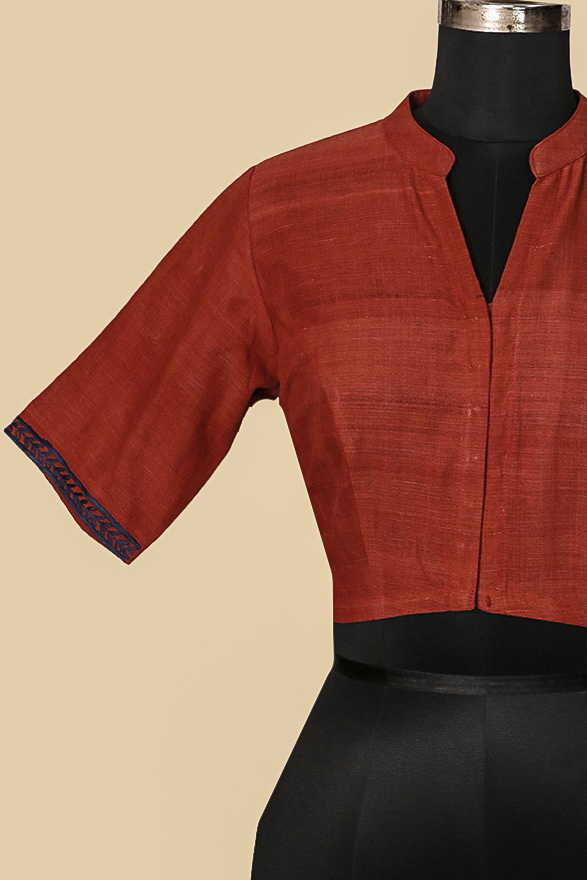 Rust Maroon Handspun Hand Embroidered Stitched Blouse 36,38,40,42 - Image 5