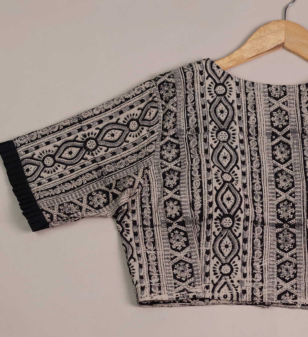 Printed Kalamkari Ruffle Detailing Stitched Blouse - 32,34,36,38,40,42 - Image 2