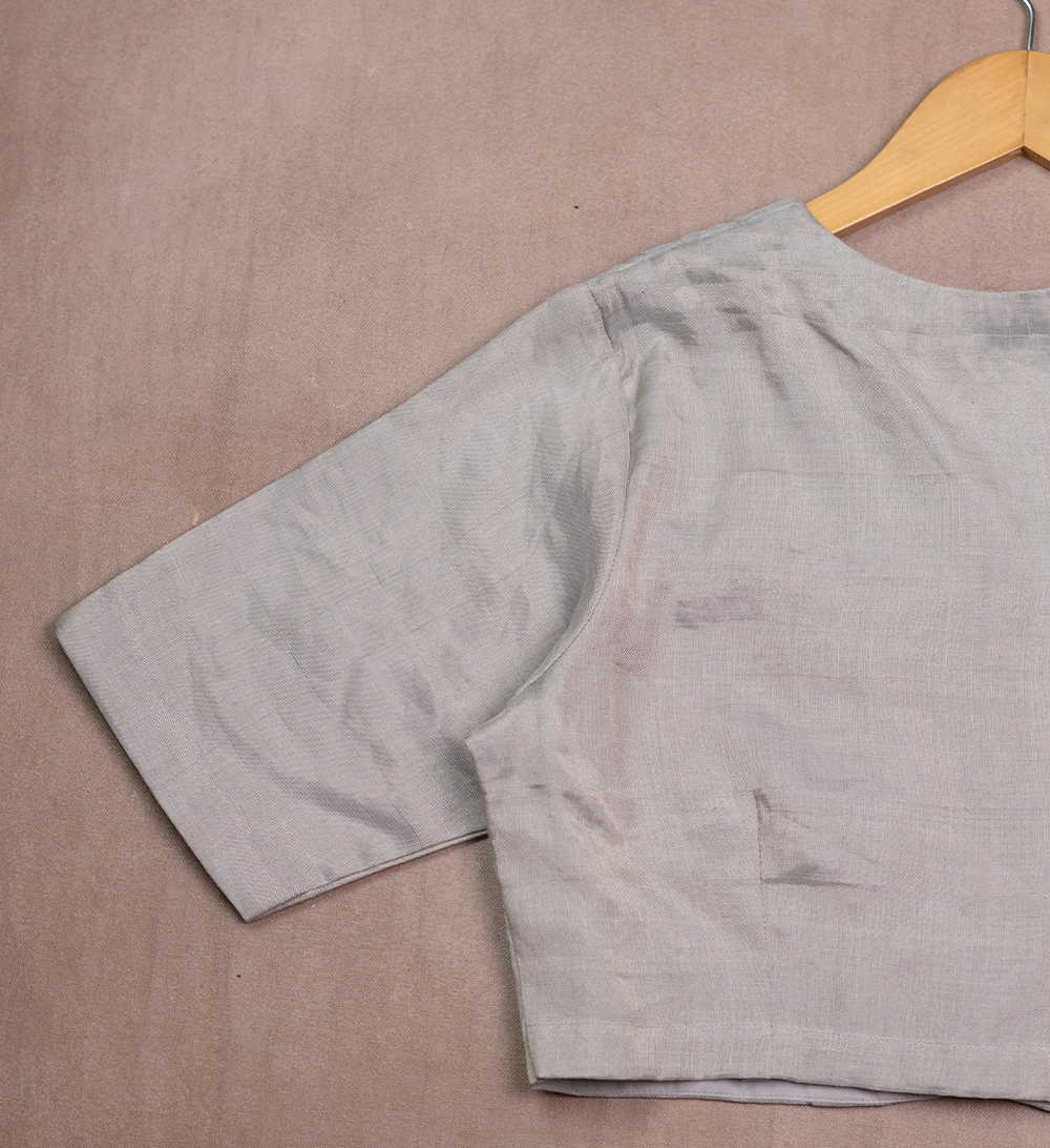 Sliver Tissue Silk Chanderi Stitched Blouse - 34,36,38,40,42 - Image 2