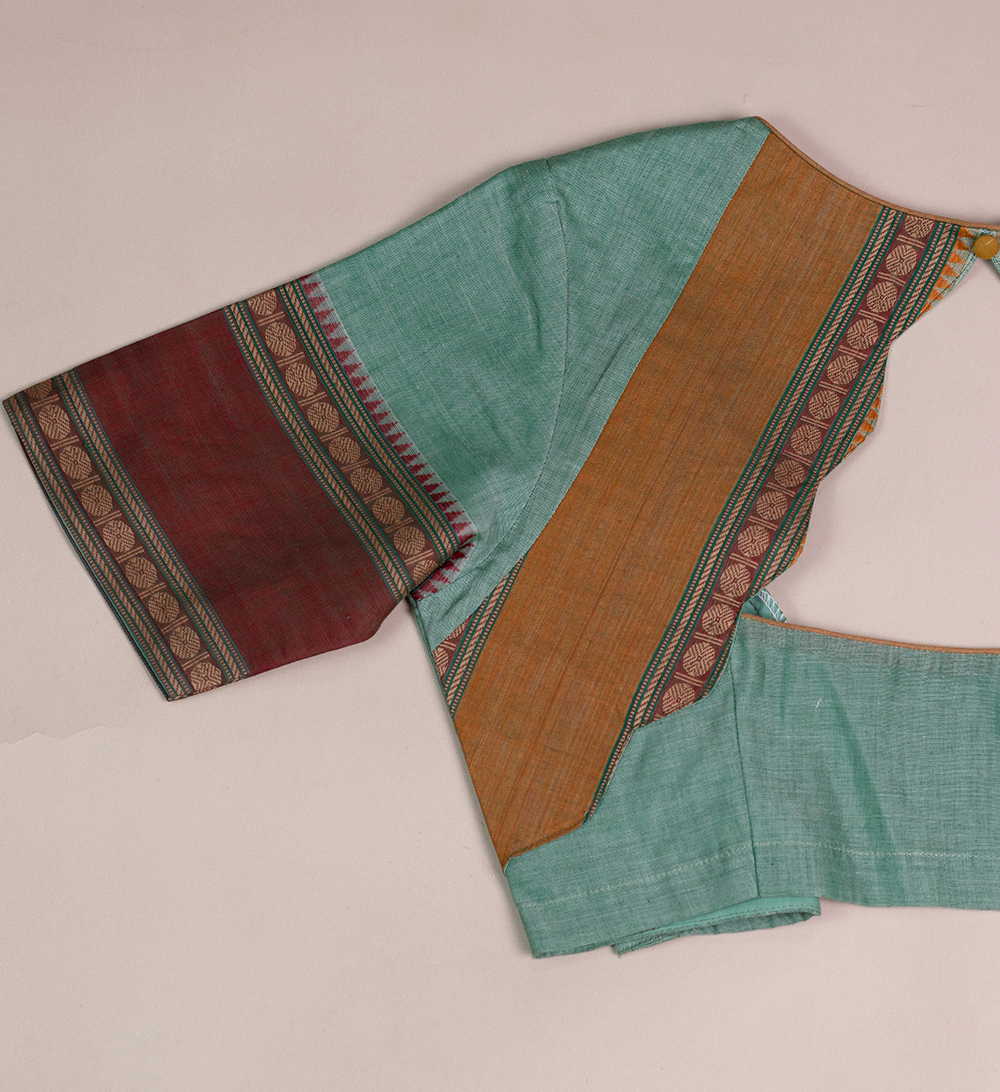 Narayanpet Cotton Stitched Blouse with scallop neck - 38,40,42 - Image 2