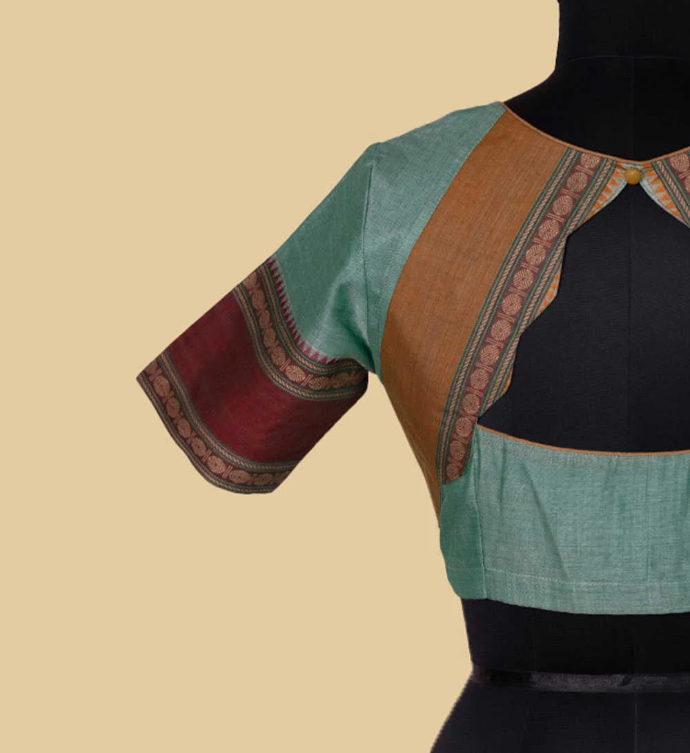 Narayanpet Cotton Stitched Blouse with scallop neck - 38,40,42 - Image 5