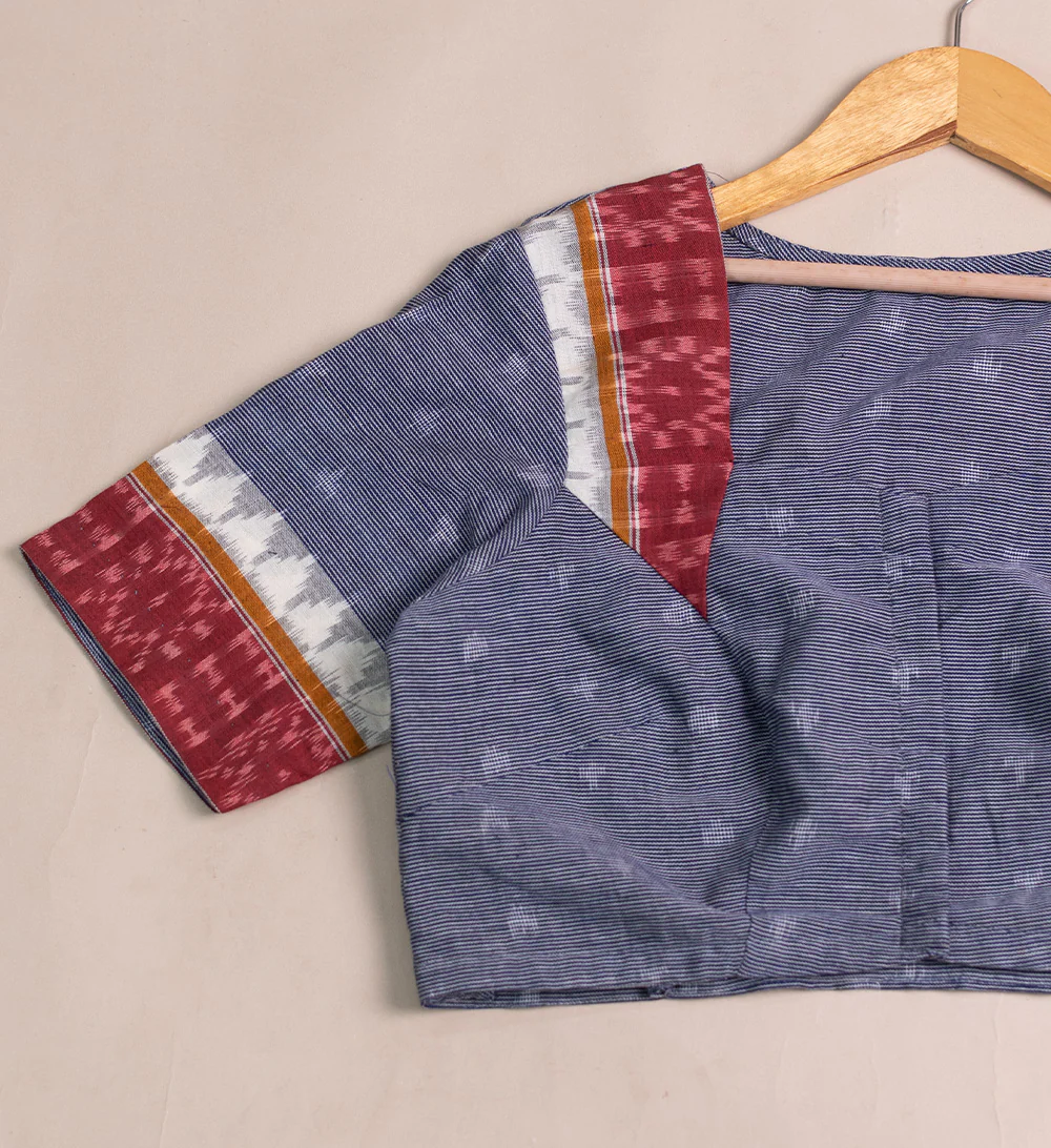 Ikat with Contrast Border Stitched Blouse - 32,34,36,38,40,42