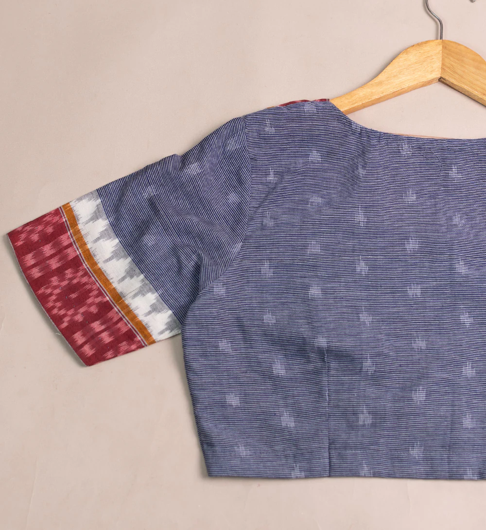 Ikat with Contrast Border Stitched Blouse - 32,34,36,38,40,42 - Image 2
