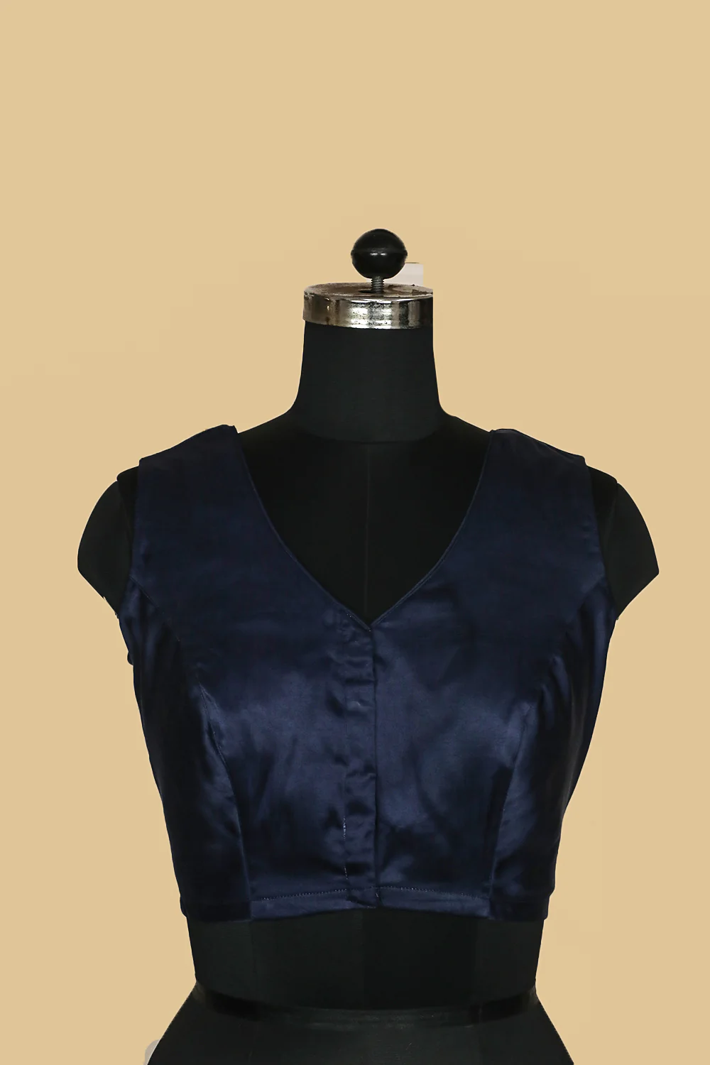 Dark Blue Modal Silk Stitched Blouse - 32,34,36,38,40,42,44,46 - Image 3
