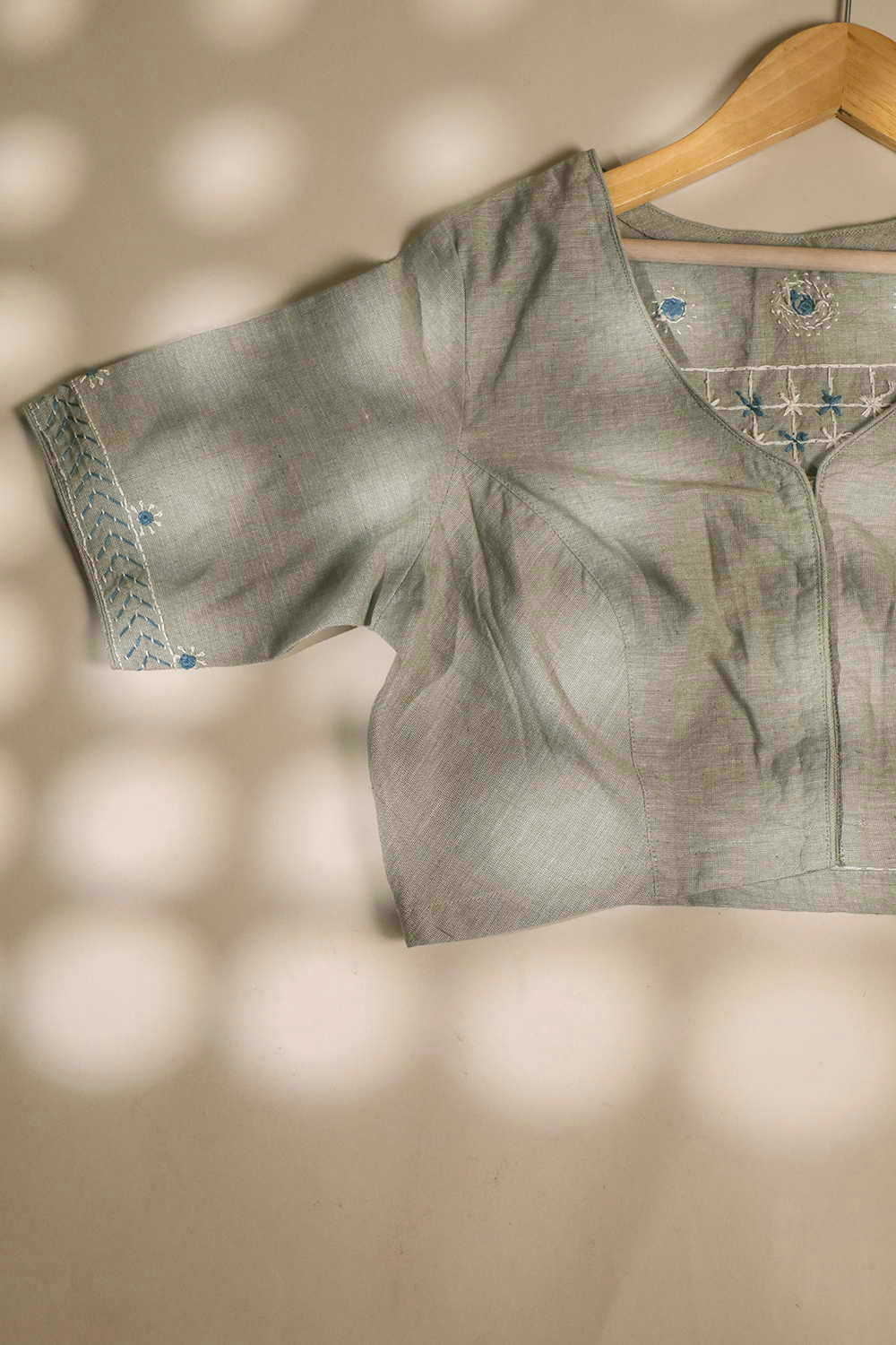 Light Grey Yarn Dyes Stitched Blouse - 34,36,38,40,42 - Image 3