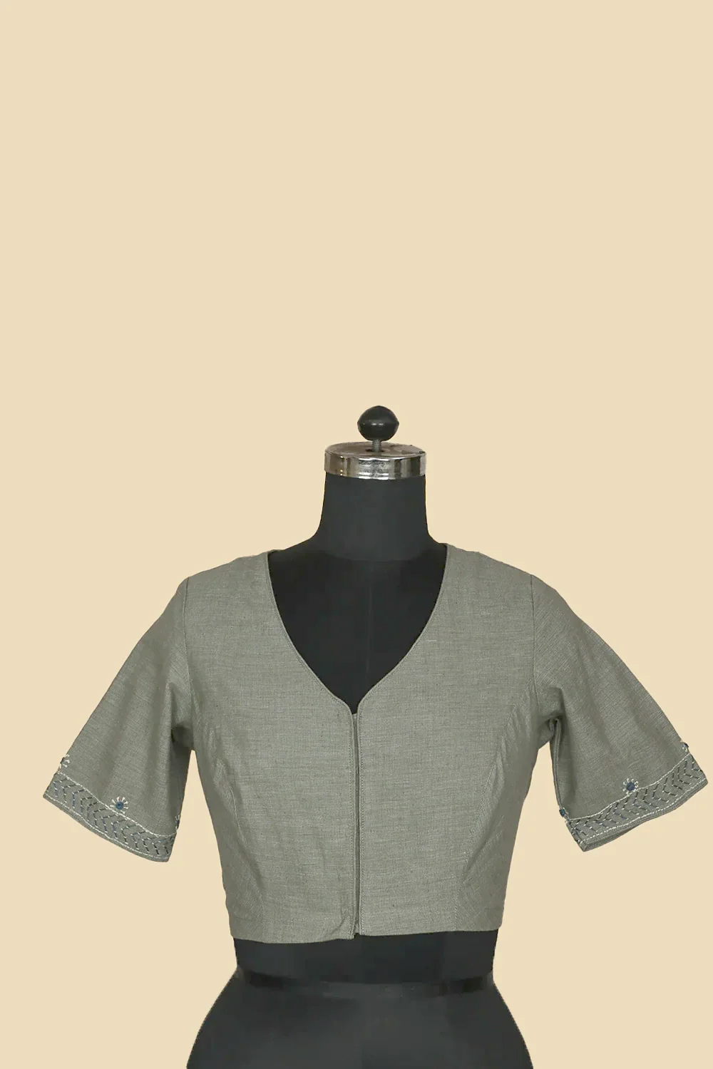 Light Grey Yarn Dyes Stitched Blouse - 34,36,38,40,42 - Image 4