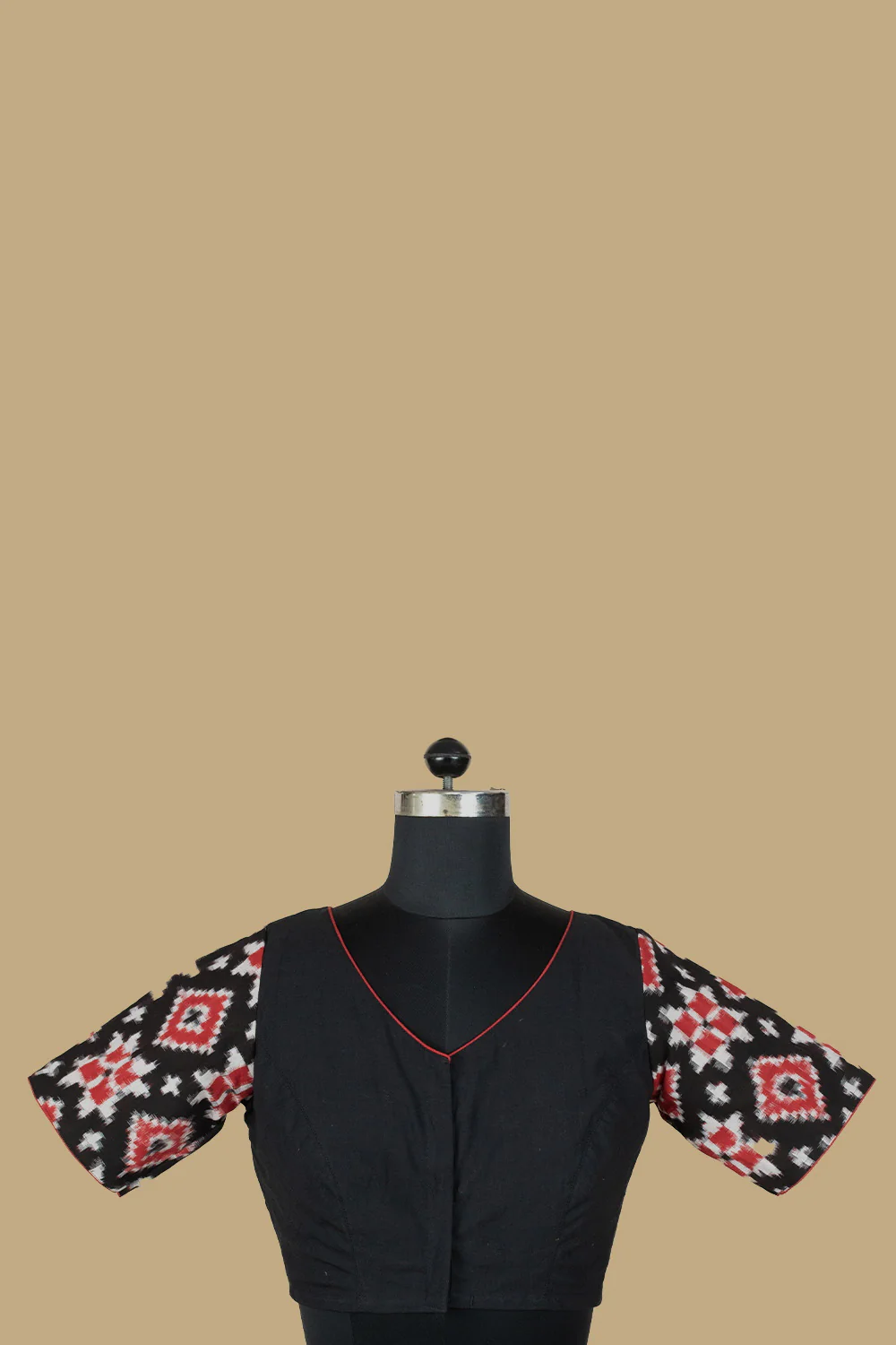 Boat Neck with Ikat Sleeve Stitched Blouse- 32,34,36,40,44 - Image 3