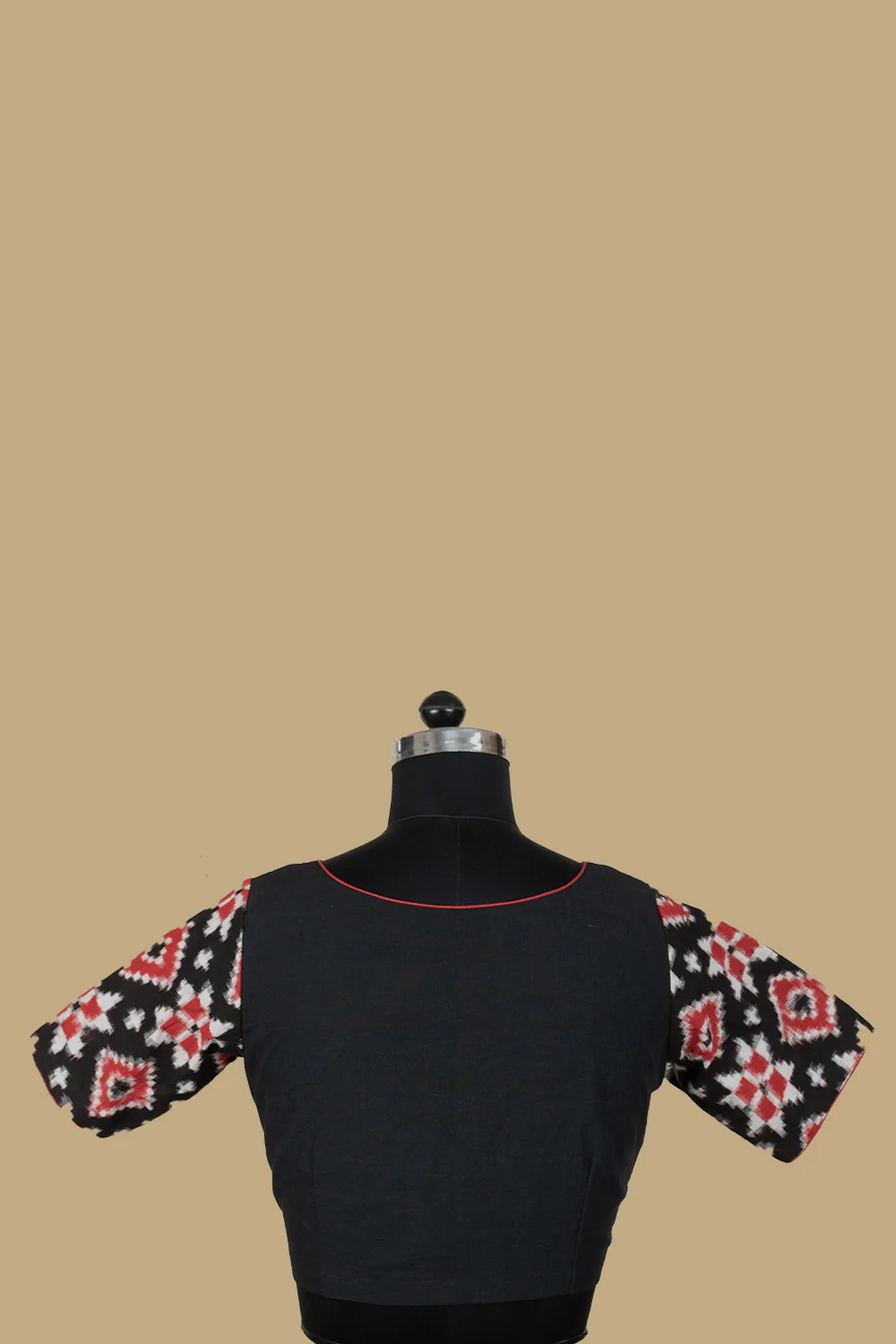 Boat Neck with Ikat Sleeve Stitched Blouse- 32,34,36,40,44 - Image 5