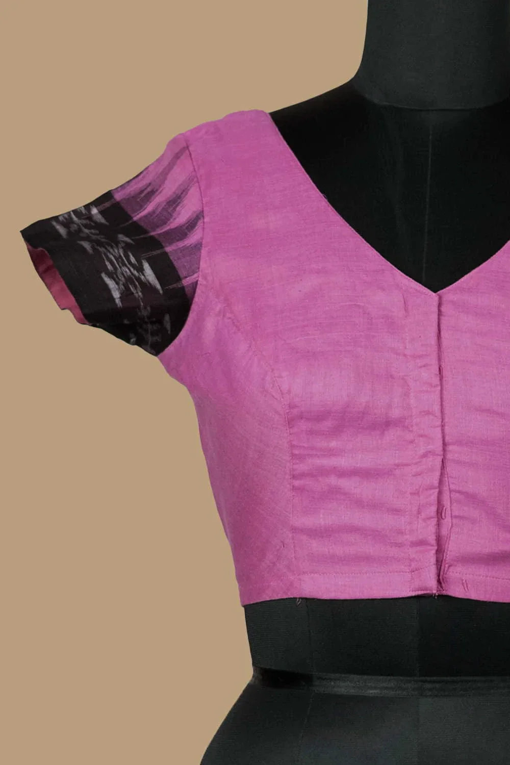 Pink Orissa Ikat Stitched Blouse - 36,38,40,42 - Image 4