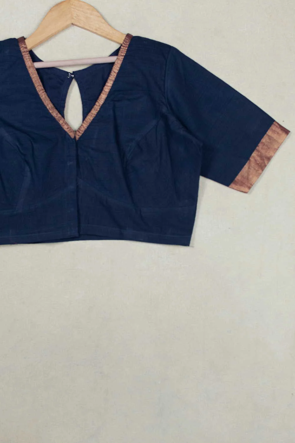 Dark Blue Mangalagiri Stitched Blouse - 32,34,36,38,40,42,44 - Image 2