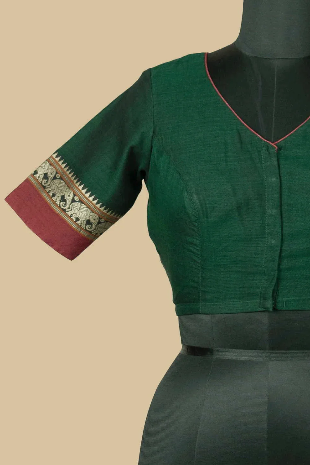 Green Kanchi Cotton Stitched Blouse - 34,36,38,40,42 - Image 3