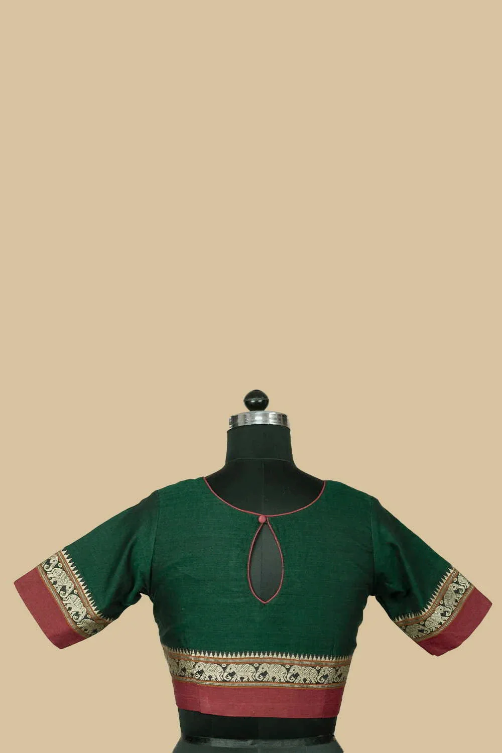Green Kanchi Cotton Stitched Blouse - 34,36,38,40,42 - Image 5
