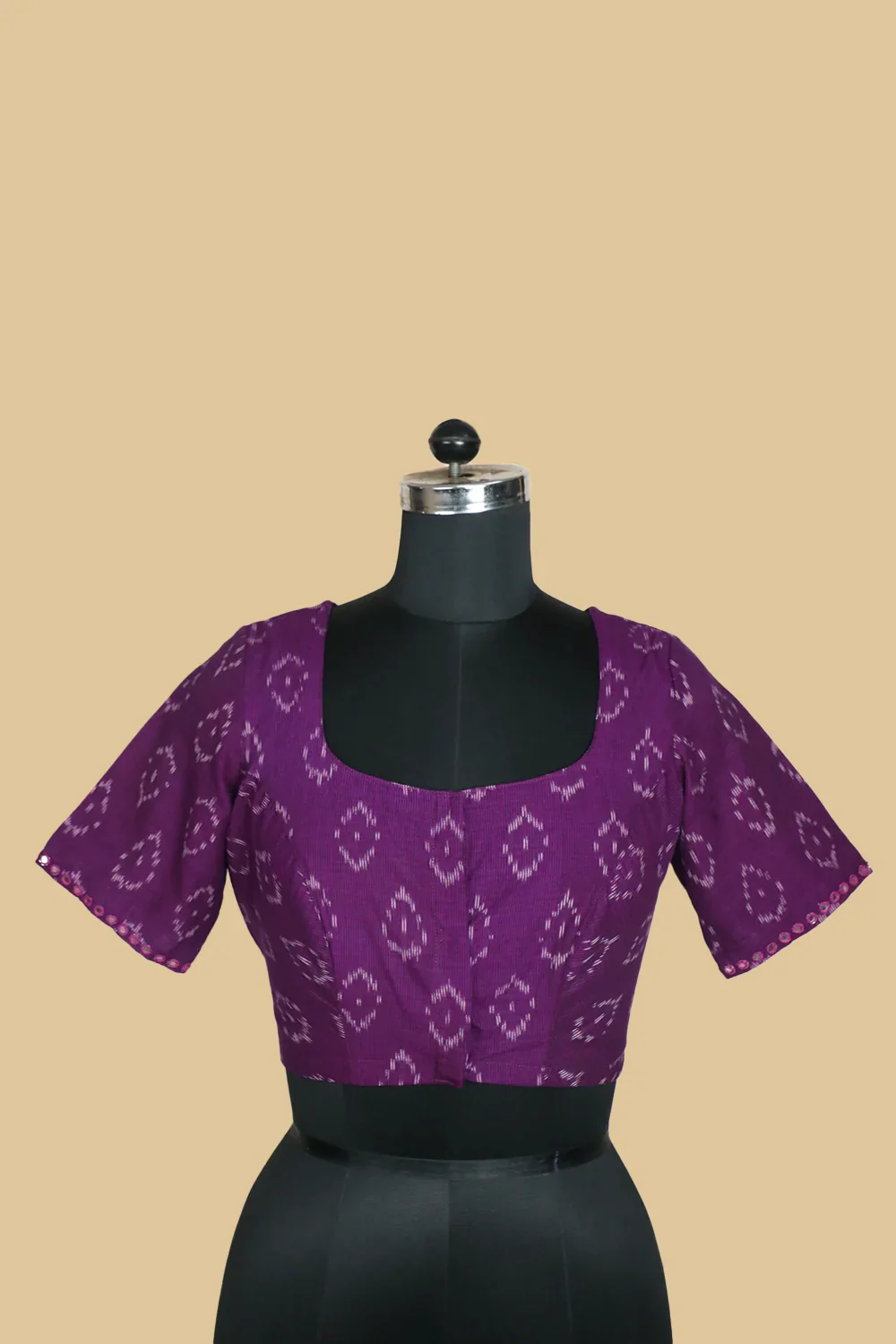 Purple Ikat Mirror Work Stitched Blouse - 32,34,36,38,40,42 - Image 2