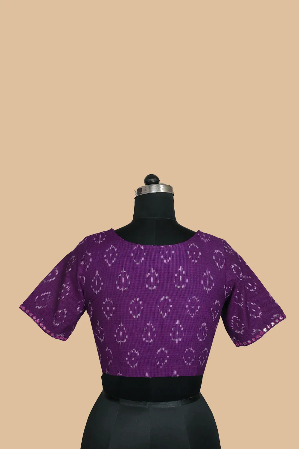 Purple Ikat Mirror Work Stitched Blouse - 32,34,36,38,40,42 - Image 3