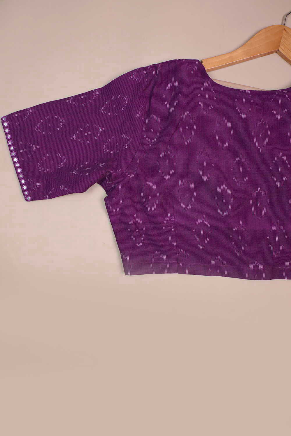 Purple Ikat Mirror Work Stitched Blouse - 32,34,36,38,40,42 - Image 4