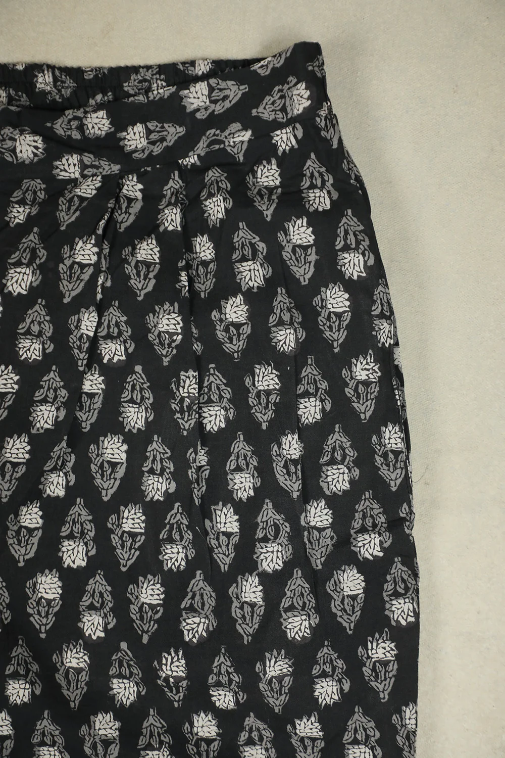Small Florals on Black Block Printed Stitched Pant - Image 2