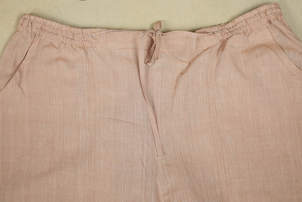 Beige Handwoven Mangalagiri Stitched Palazzo Pant - Image 3