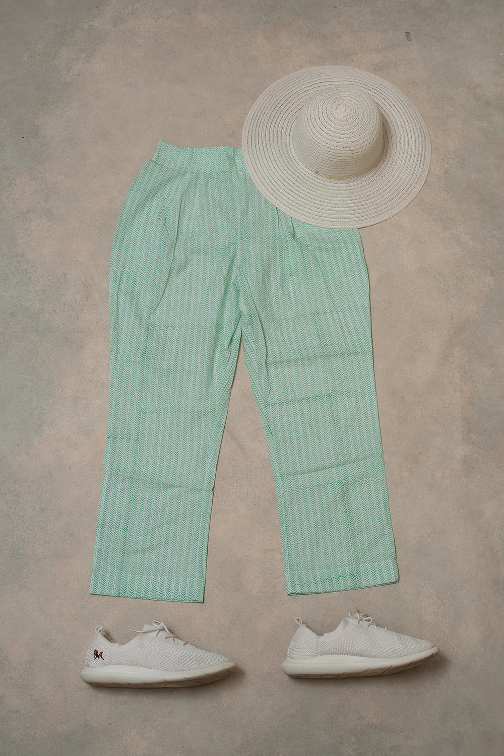 Little Green Chevron Sanganeri Stitched Pant