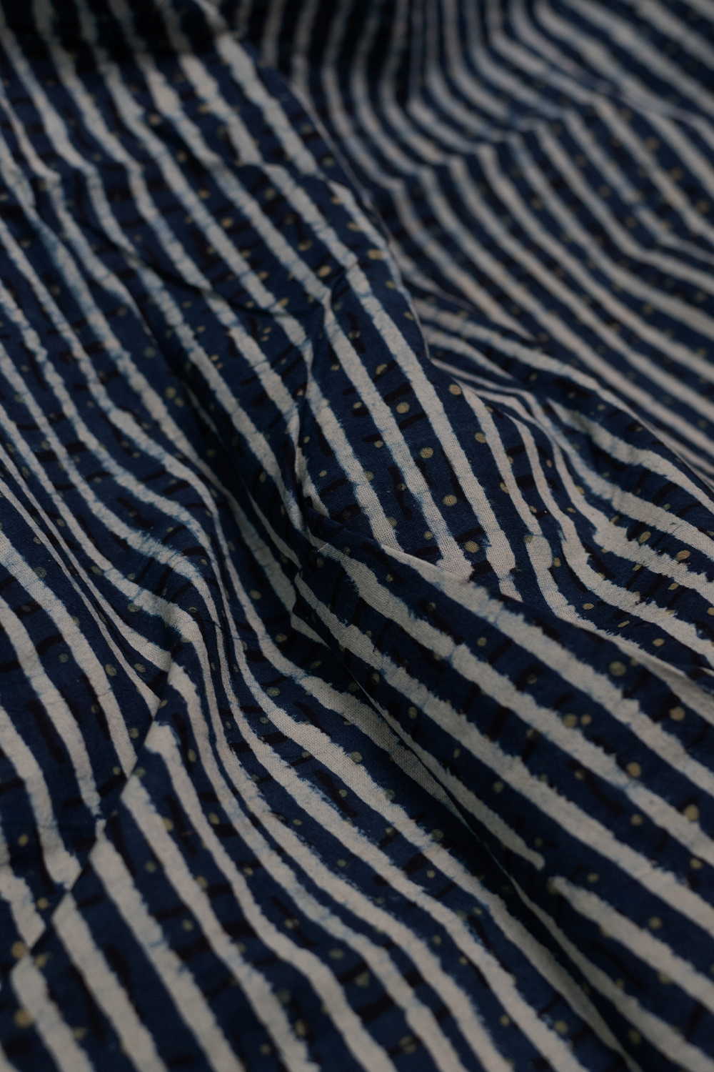 Stripes on Indigo Ajrak Cotton Fabric - 1m - Image 3