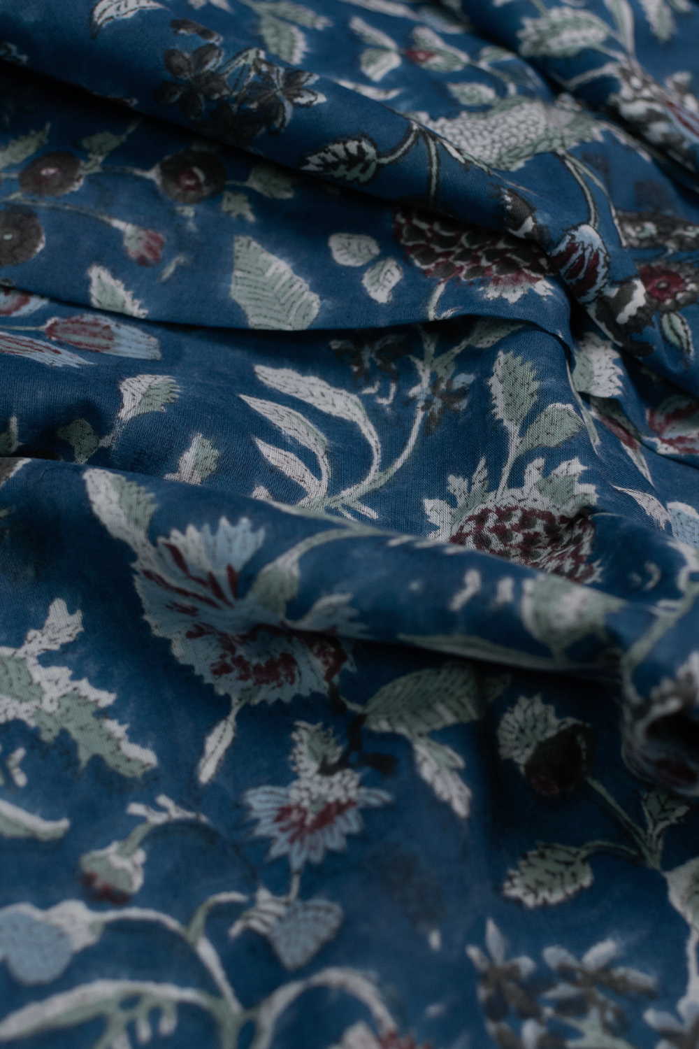 Tealwood Blossom Sanganeri Mul Cotton Fabric - 1.4m - Image 3