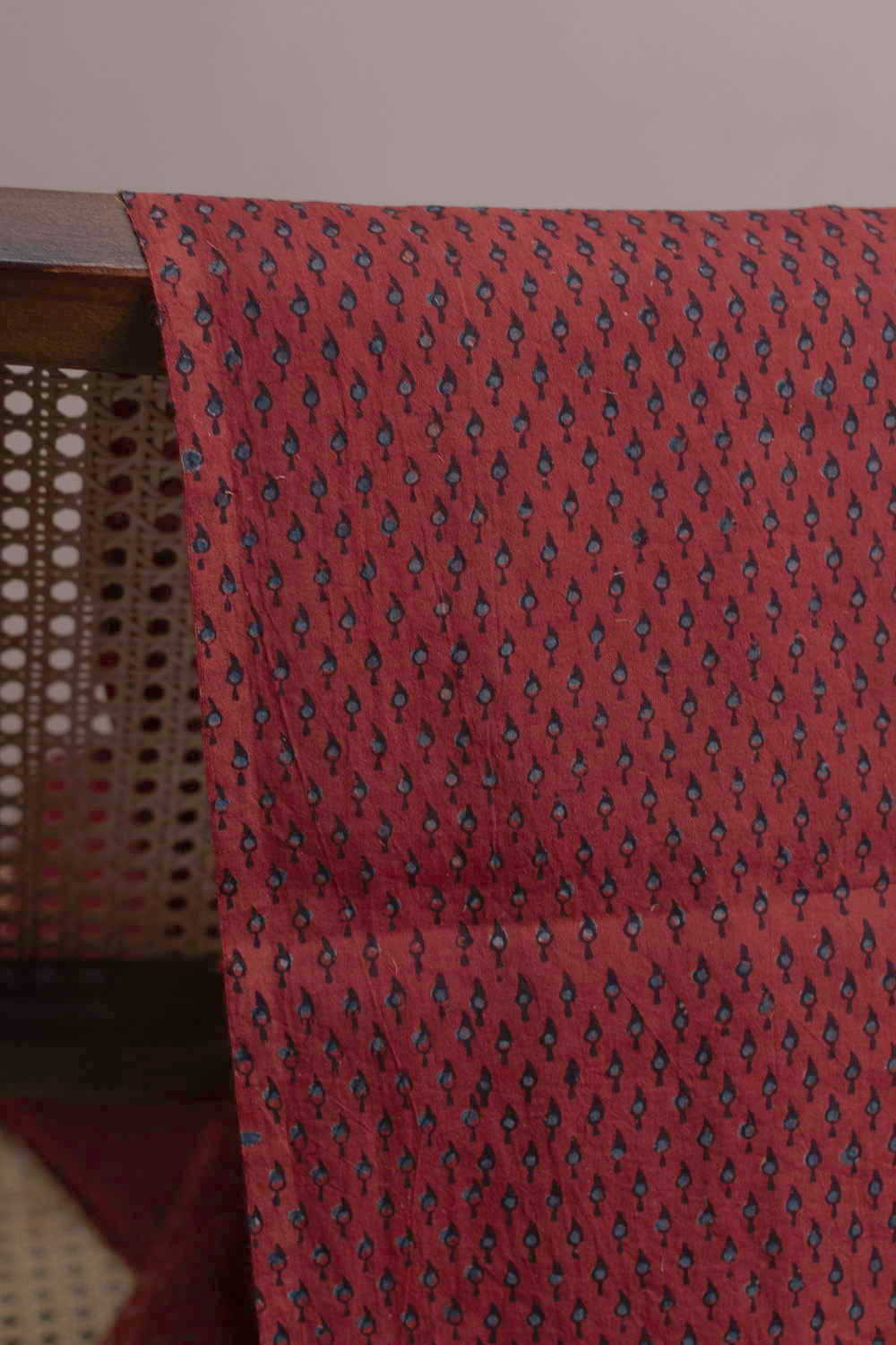 Tiny Motifs - Maroon Ajrak Cotton Fabric-0.5 m - Image 3