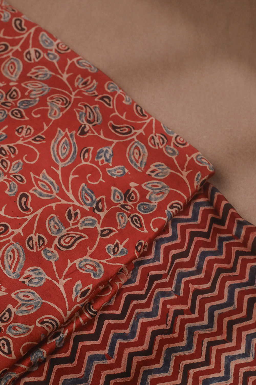 Maroon Floral Ajrak Modal Silk Top and Bottom - Image 2