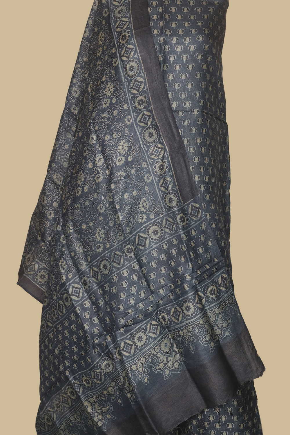Lotus on Indigo Ajrak Tussar Top & Dupatta - Image 2