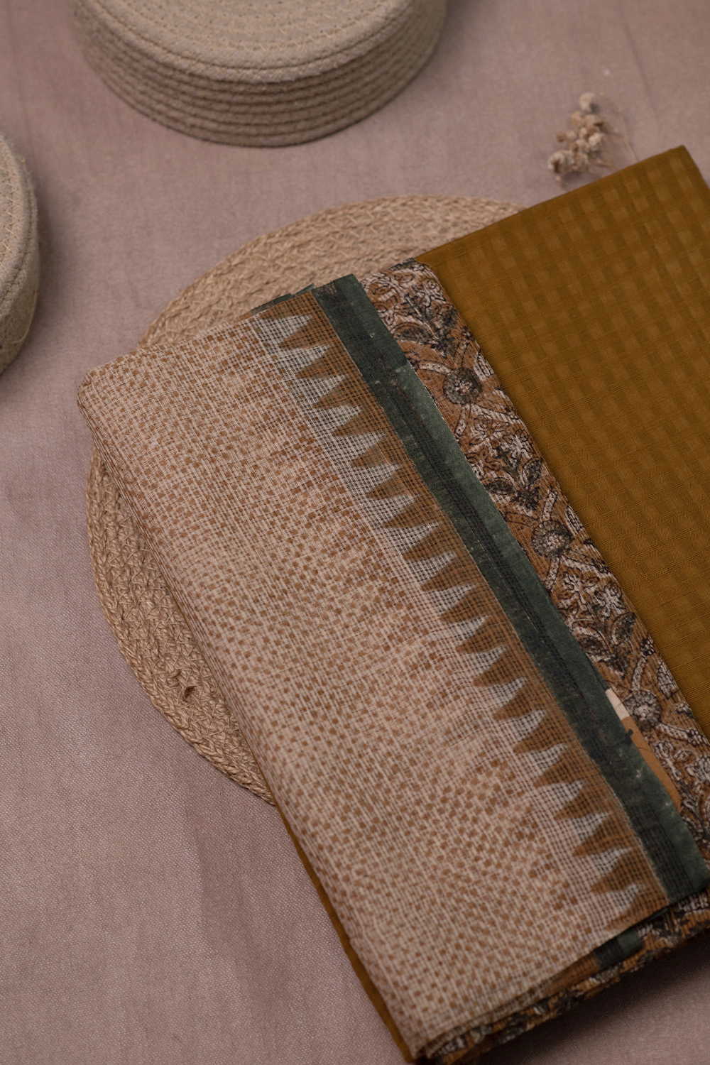 Yellow Boddu Checks Cotton Top & Kota Dupatta