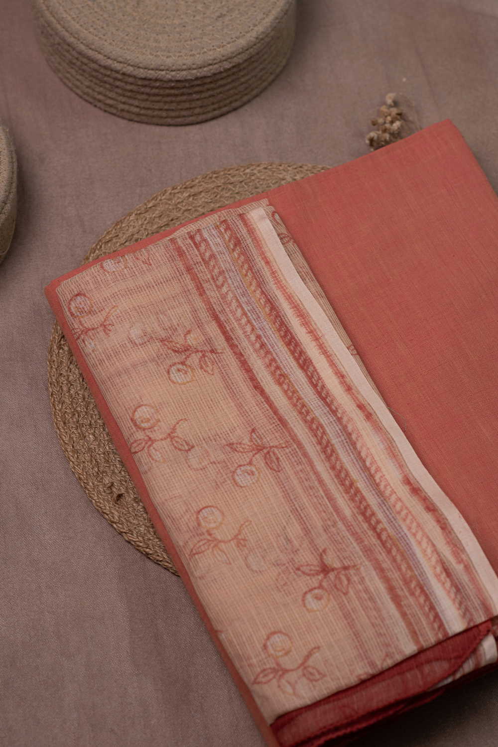 Orange Handwoven Top & Kota Cotton Dupatta