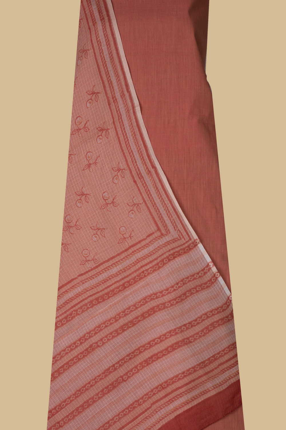 Orange Handwoven Top & Kota Cotton Dupatta - Image 2