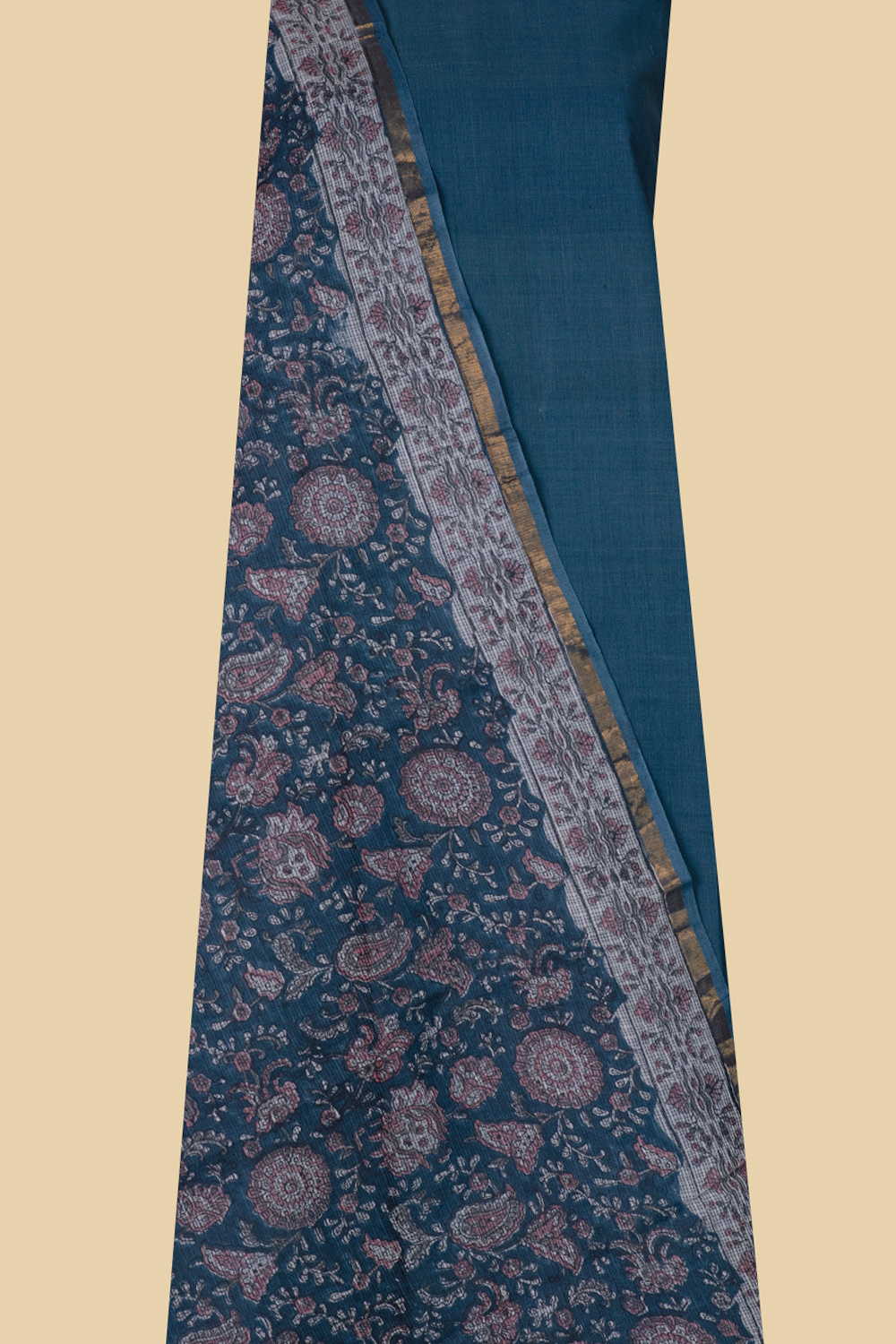 Rust Blue Handspun Cotton Top & Kota Cotton Dupatta - Image 2
