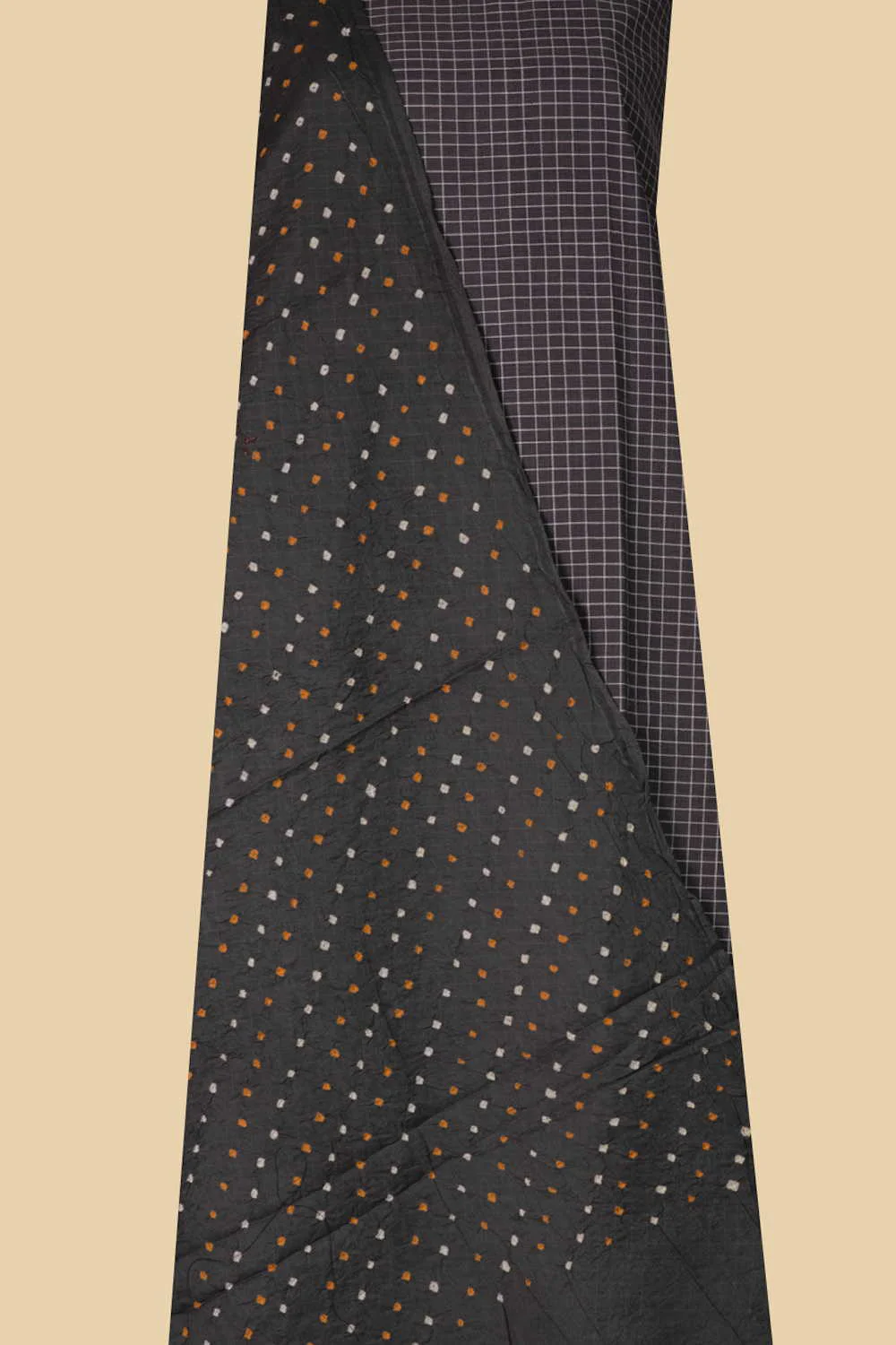 Darker Grey Handspun Top & Bandhani Dupatta - Image 2