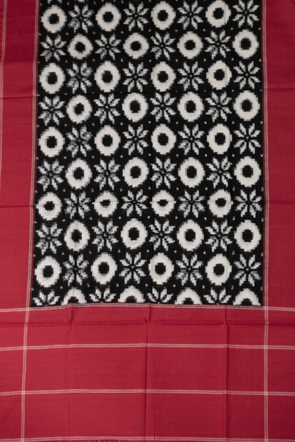 Pitch Black Handwoven Cotton Top & Ikat Dupatta - Image 3