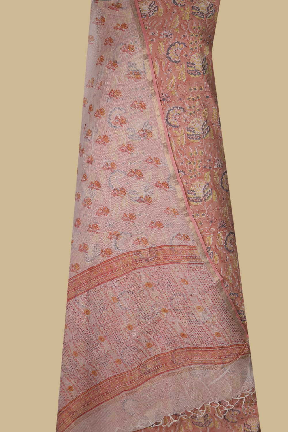 Peach Sanganeri Cotton Top & Kota Dupatta - Image 2