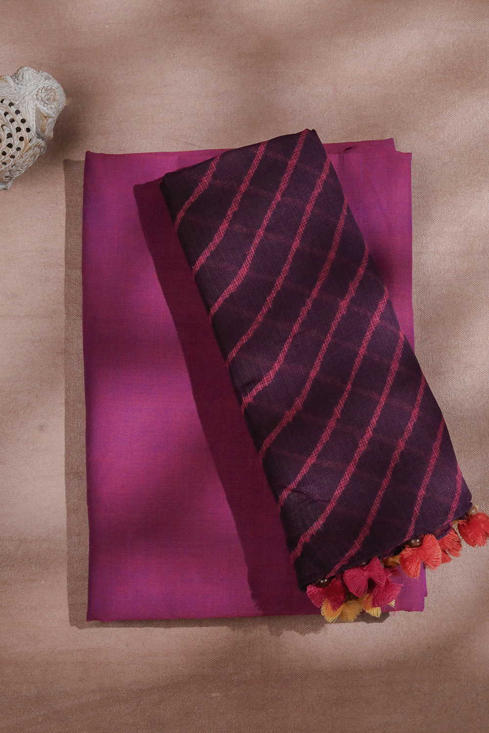 Dual Shaded Pink Mangalagiri Top & Leheriya Dupatta