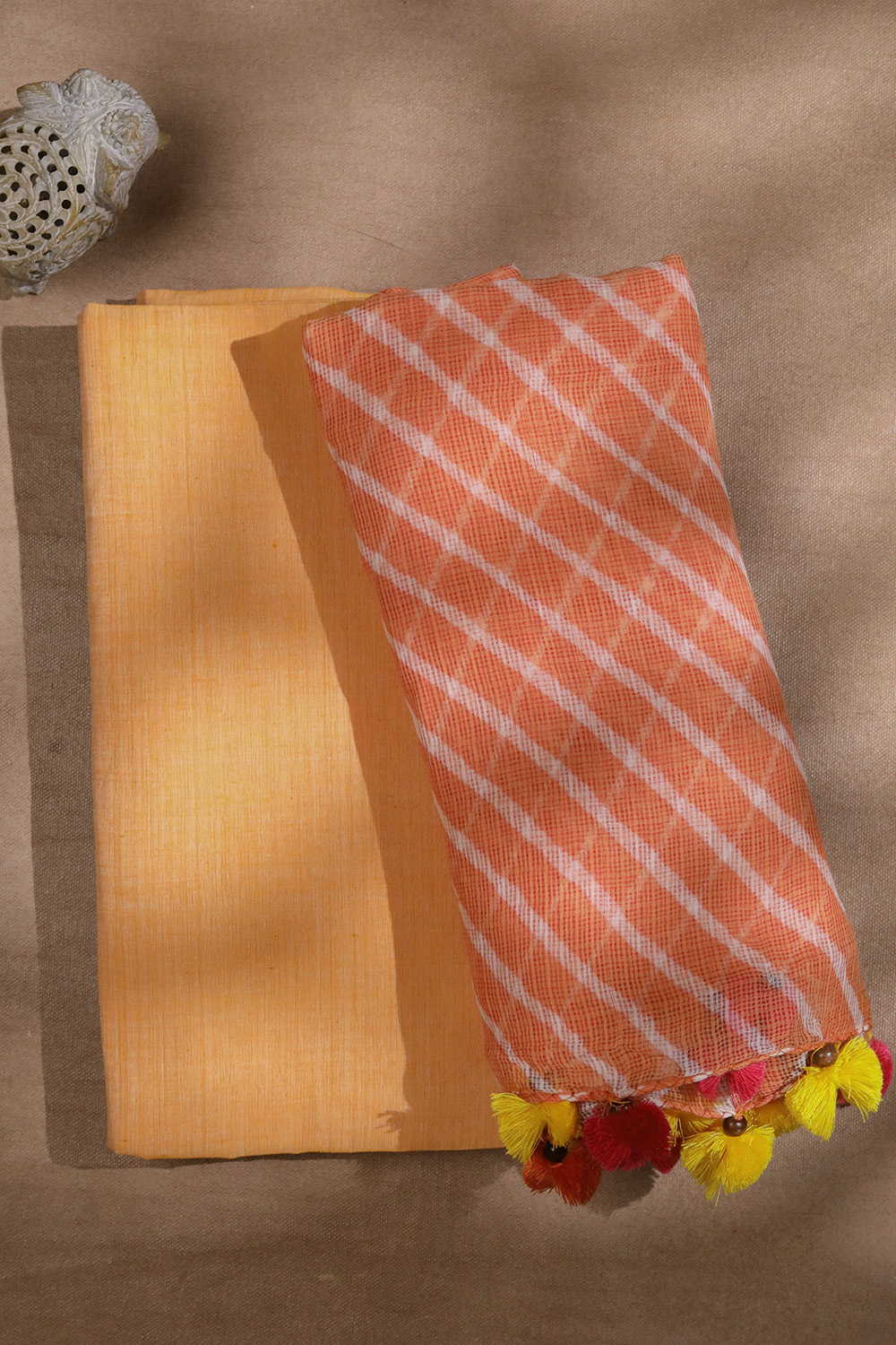 Shades of Orange Mangalagiri Top & Leheriya Kota Dupatta - Image 2